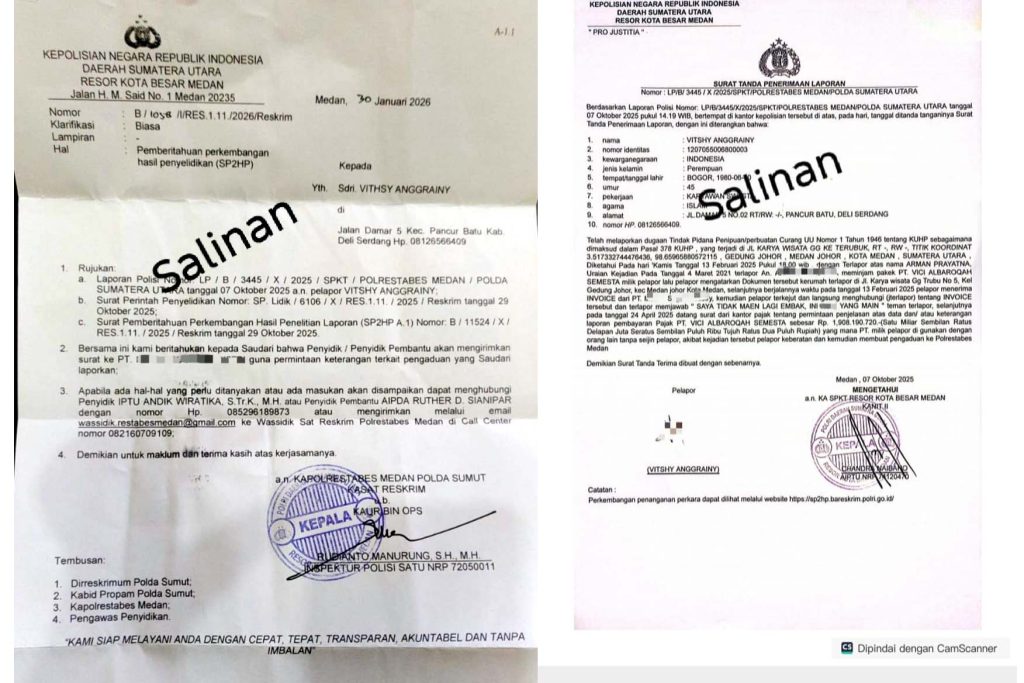 Dugaan Penyalahgunaan Identitas PT di Sumut, Laporan Sejak Oktober 2025 Masih Tahap Penyelidikan